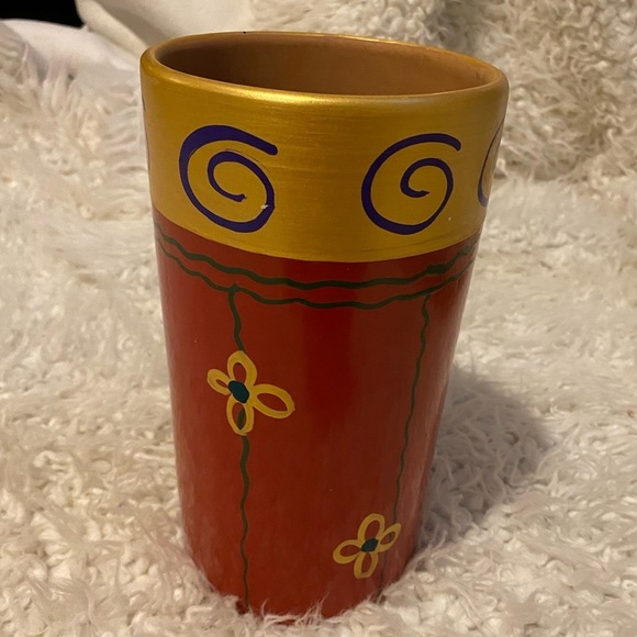 Vintage Pier 1 vase hand painted Terra Cotta made in italy - Picture 1 of 7